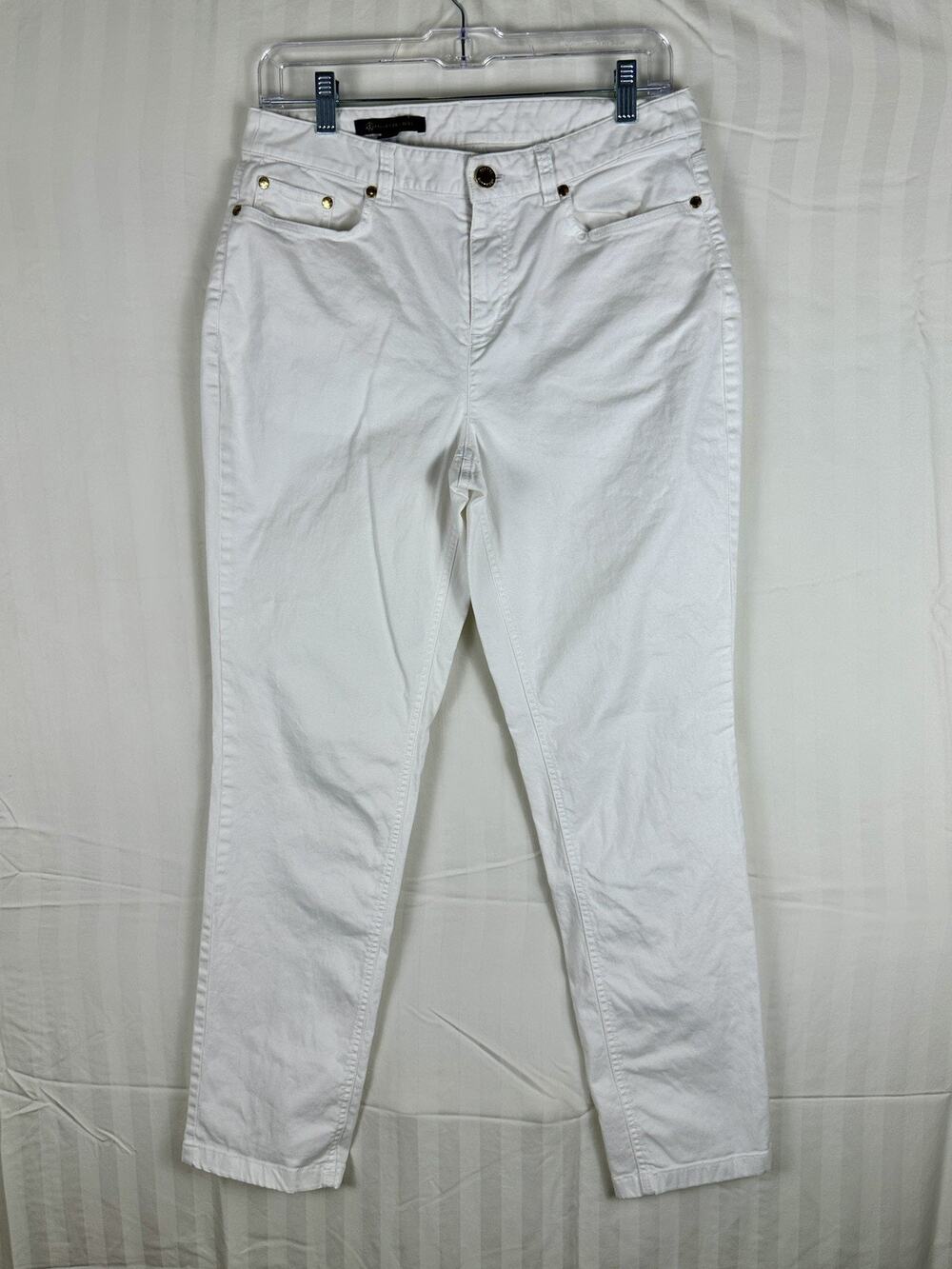 Brooks Brothers Womens White Stretch Denim Jeans Size 8 Gold Hardware 5-Pocket